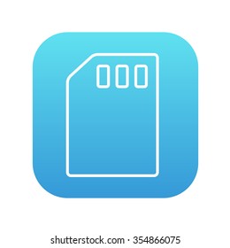 Icono de línea de tarjeta SIM para web, móvil e infografía. Icono de blanco vector en el cuadrado de gradiente azul con esquinas redondeadas aisladas en fondo blanco.