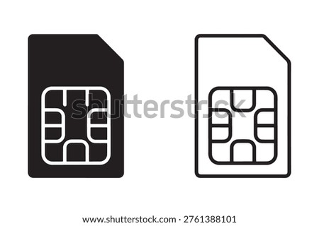 SIM Card Line And Solid Icon Set