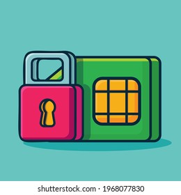sim card lock concept symbol vector illustration in flat style