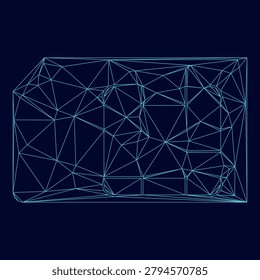 Sim card low poly triangulation triangulated polygonal electric cyan blue vibrant aqua neon color vector illustration image outline contour line style