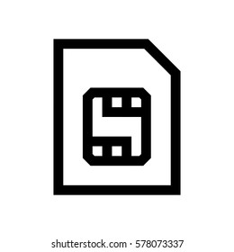 Sim card mini line, icon, background and graphic. The icon is black and white, linear  flat, vector, pixel perfect, minimal, suitable for web and print. 