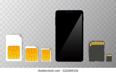 Sim Card mobile Cellular Phone Chip. Vector Isolated on Background eps10