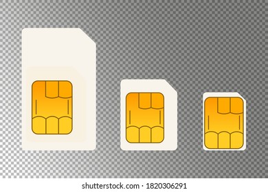Sim Card mobile Cellular Phone Chip. Vector isolated on transparent background.