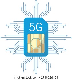 SIM card. Mobile internet symbol. 5g technology