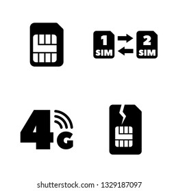 Sim Card, Mobile Operator. Simple Related Vector Icons Set for Video, Mobile Apps, Web Sites, Print Projects and Your Design. Sim Card, Mobile Operator icon Black Flat Illustration on White Background