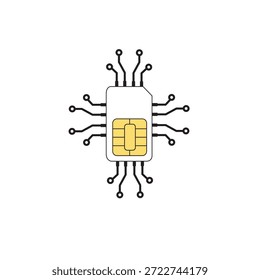 Sim Card. Mobile telecommunications technology symbol. Vector stock illustration.
