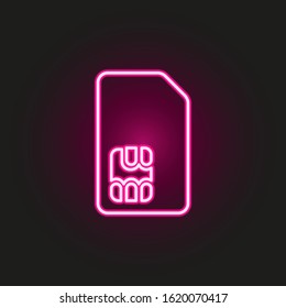 Sim card neon style icon. Simple thin line, outline vector of telecommunication icons for ui and ux, website or mobile application