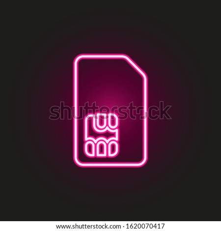 Sim card neon style icon. Simple thin line, outline vector of telecommunication icons for ui and ux, website or mobile application