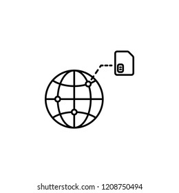 Sim card network, abroad icon. Element of telecommunication icon for mobile concept and web apps. Thin line Sim card network, abroad icon can be used for web and mobile