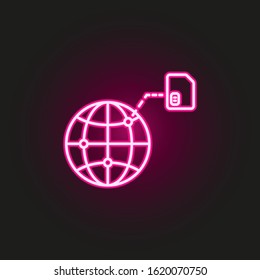 Sim card network, abroad neon style icon. Simple thin line, outline vector of telecommunication icons for ui and ux, website or mobile application