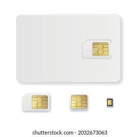 Vector de icono realista de objeto de tarjeta SIM. Simcard aisló gsm de diseño 3d.