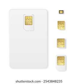 Vector de icono realista de objeto de tarjeta SIM. Simcard aislado diseño 3d gsm.