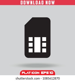 Sim card. Outline. Flat Icon Vector isolated design. Grey Background
