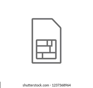 Sim card outline icon. Simple sim card vector icon. 