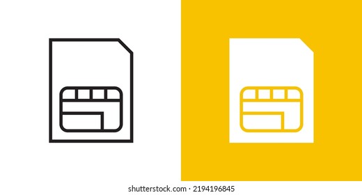 Sim Card Outline And Solid Style Icon Design Vector. 	