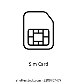 Sim Card Outline Vector Icon Design Illustration On White Background. EPS 10 File