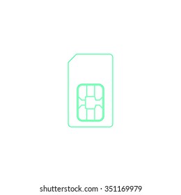 Sim Card Outline Vector Icon On White. Line Symbol Pictogram 