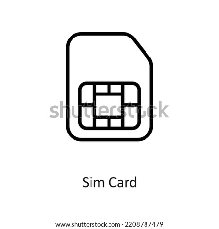 Sim card Outline Vector Icon Design illustration on White background. EPS 10 File