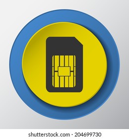 sim card paper icon with shadow. Vector illustrations.