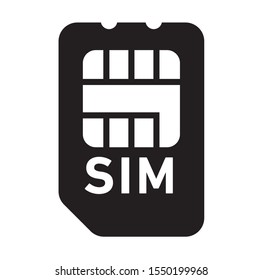 SIM Card phone symbol vector black icon sign
