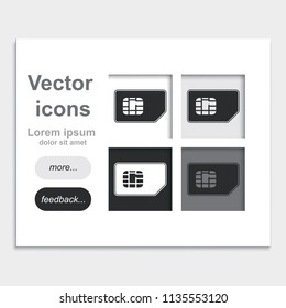 Sim card placed on web page template flat vector icon.