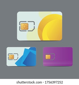 Sim card. Realistic plastic card of cellular connection mock up. Branded product mockups for your design