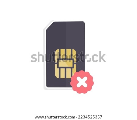 Sim card rejected icon not approved phone logo design. No simcard sign. Sim card rejected vector design and illustration.
