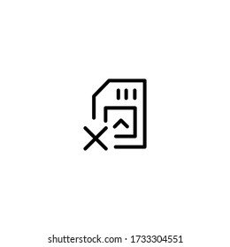SIM card rejected line icon. Not approved phone number symbol.