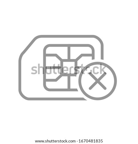 SIM card rejected line icon. Not approved phone number symbol