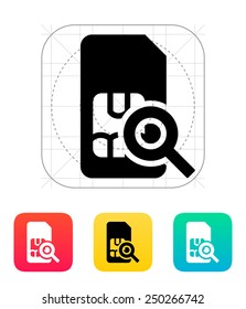 SIM card search icon. Vector illustration.