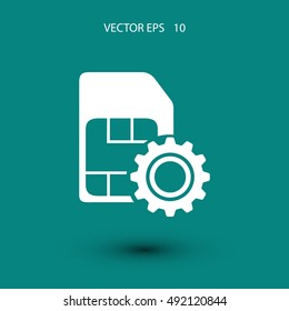 SIM card setting simple icon, flat design best vector icon