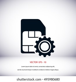 SIM card setting simple icon, flat design best vector icon
