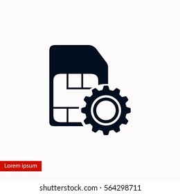 SIM card setting simple icon, flat design best vector icon