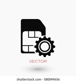 SIM card setting simple icon, flat design best vector icon