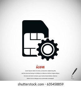 SIM card setting simple icon, flat design best vector icon