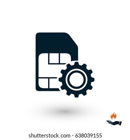 SIM card setting simple icon, flat design best vector icon
