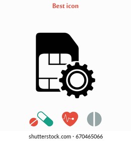 SIM card setting simple icon, flat design best vector icon