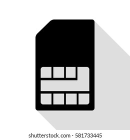 Sim card sign. Black icon with flat style shadow path.