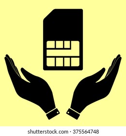 Sim card sign. Flat style icon vector illustration.