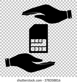 Sim card sign. Flat style icon vector illustration.
