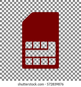Sim card sign. Maroon icon on transparent background.