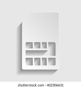 Sim card sign. Paper style icon