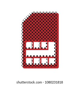 Sim card sign. Vector. Brown icon with shifted black circle pattern as duplicate at white background. Isolated.