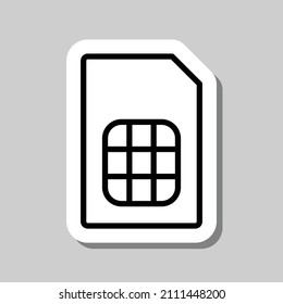 Sim card simple icon. Flat desing. Sticker with shadow on gray background.ai