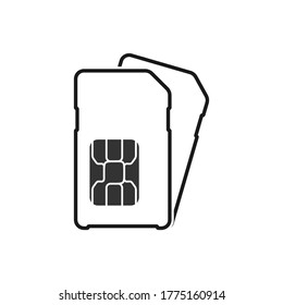 SIM card. Simple vector illustration for websites and apps, an empty outline isolated on a white background