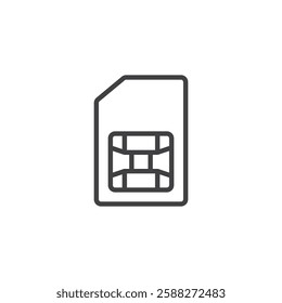 SIM Card Slot line icon. linear style sign for mobile concept and web design. A digital SIM card outline vector icon. Symbol, logo illustration. Vector graphics