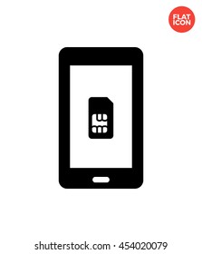 SIM card for smart phone Icon Flat Style Isolated Vector Illustration