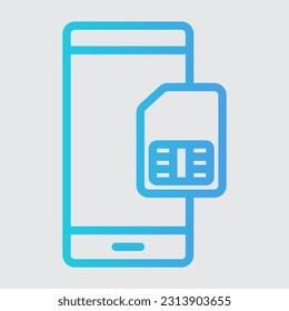 Icono de la línea de degradado de smartphone Sim card, utilizado para presentación de aplicaciones móviles del sitio web