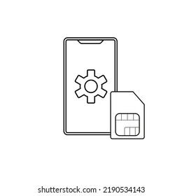 Sim card and smartphone style line. Mobile phone card. Vector illustration