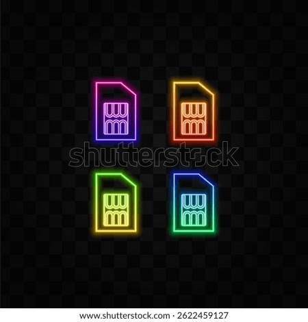 sim card symbol icon. Sim card symbol icon illustration. neon style..